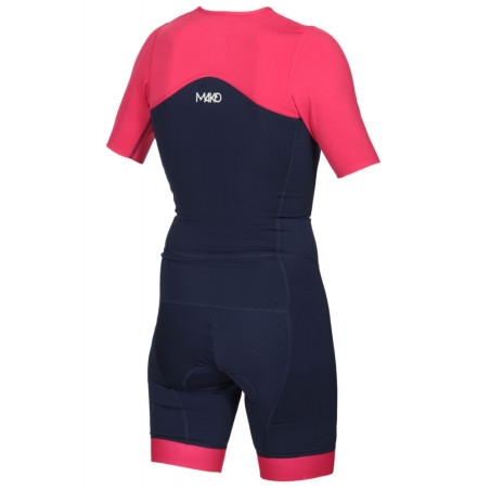 MAKO Team Set-In Hot Pink Navy - Trifonction Femme Triathlon Manches Courtes | Les4Nages