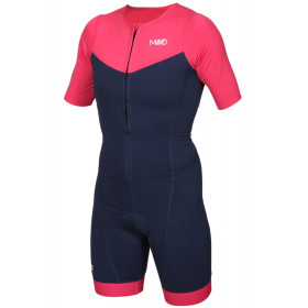 MAKO Team Set-In Hot Pink Navy - Trifonction Femme Triathlon Manches Courtes