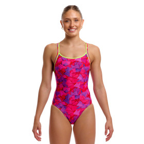 Maillot Menstruel Natation FUNKITA Try Pink Diamond Secure - Maillot Femme 1 piece